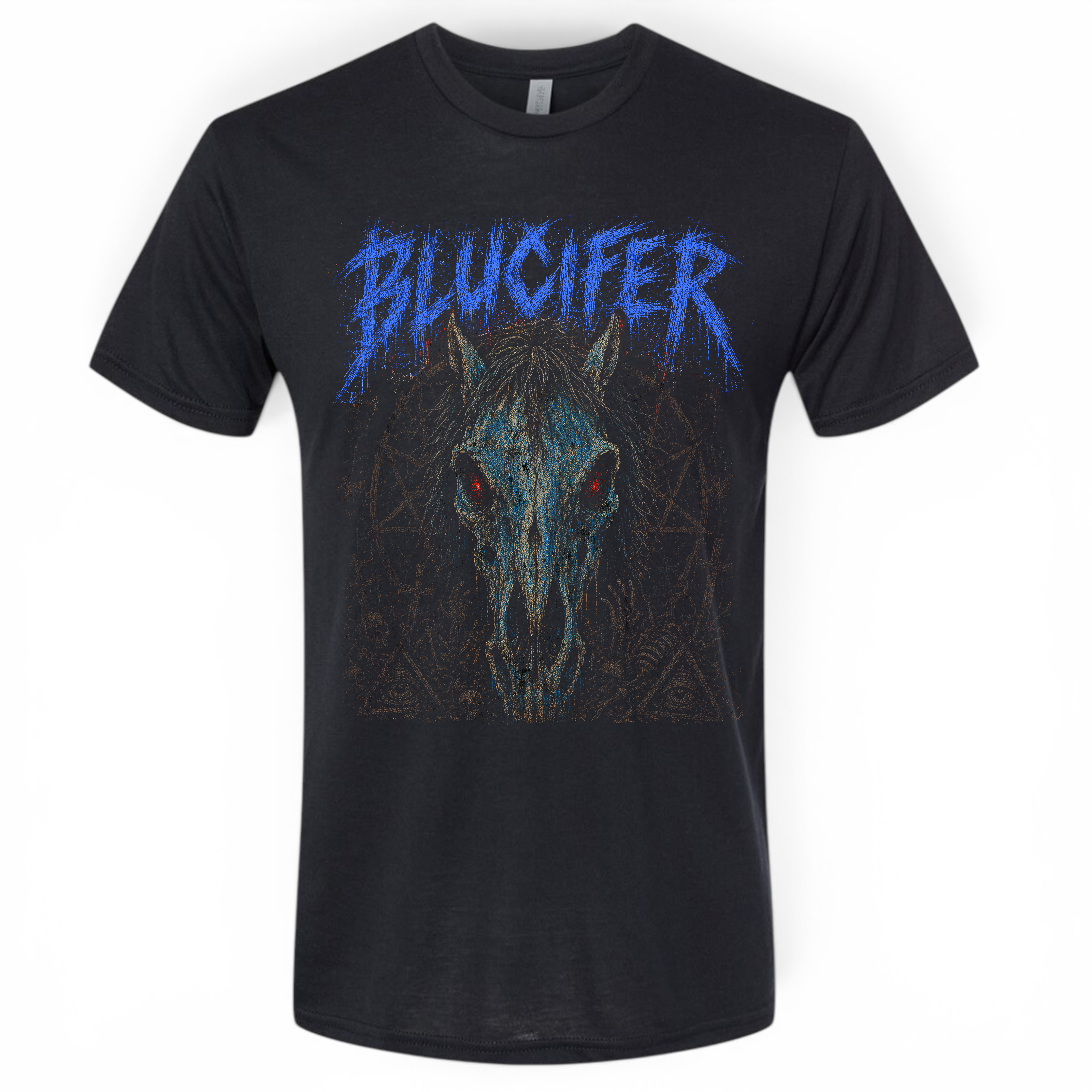 Electric Blue Blucifer Heavy Metal T-shirt